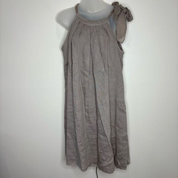 Bellambria Women’s beige 100% linen Short Sleeveless Made In Italy dress small - Picture 1 of 7